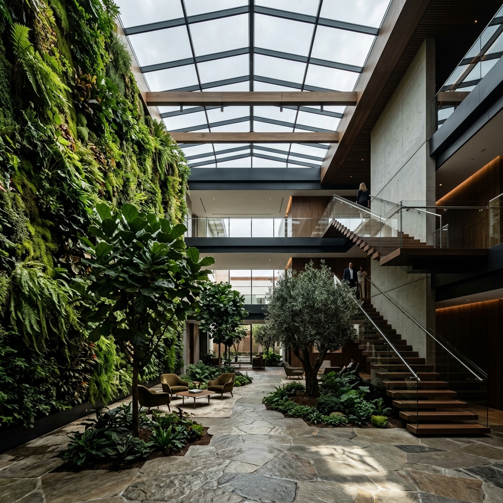 The Living Atrium with vertical garden