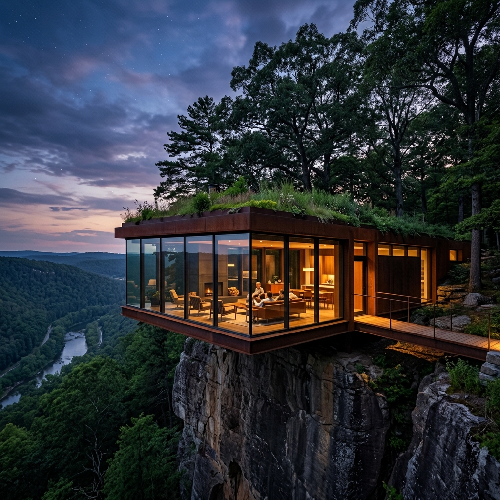 Canopy House on cliff edge