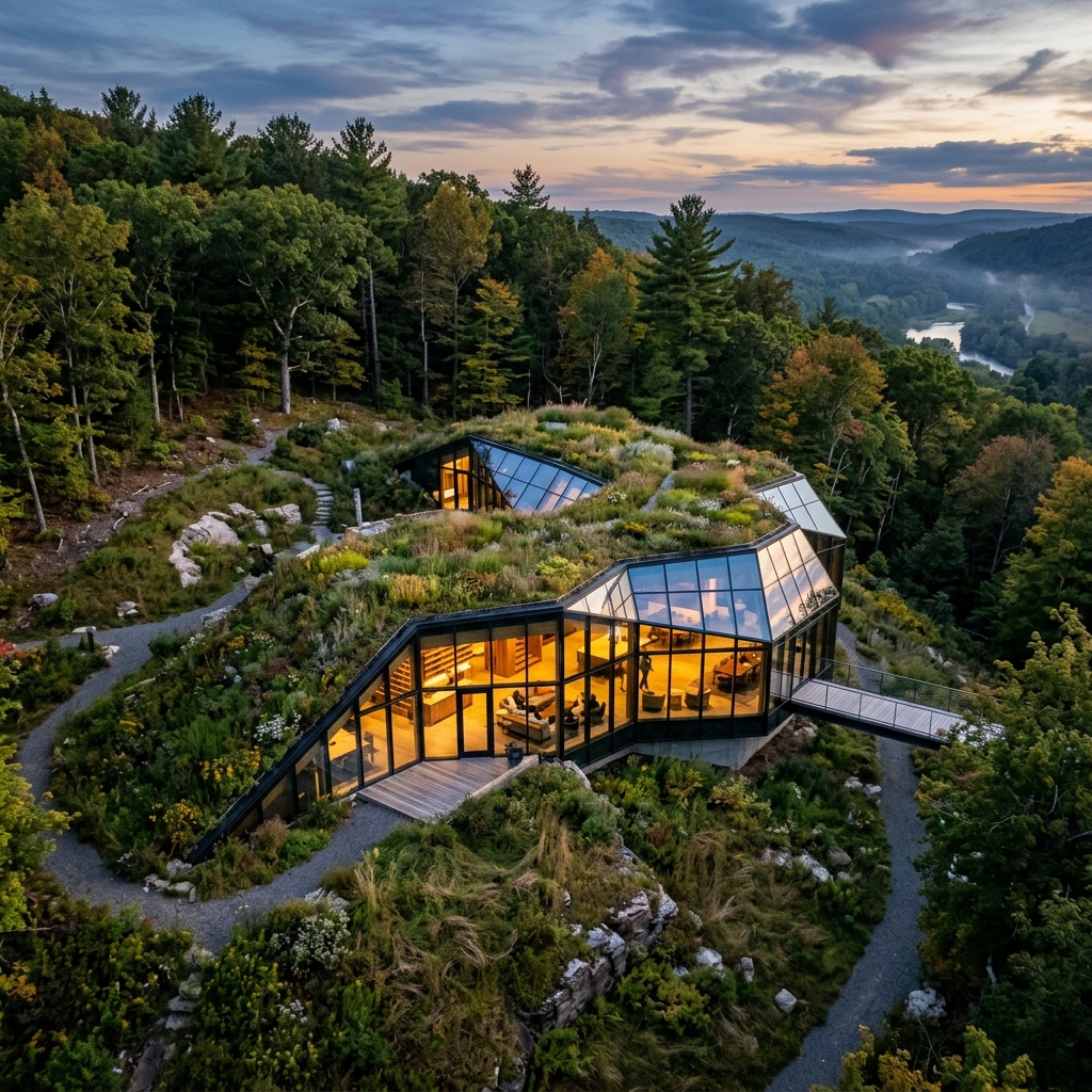 Verdant Pavilion with living roof